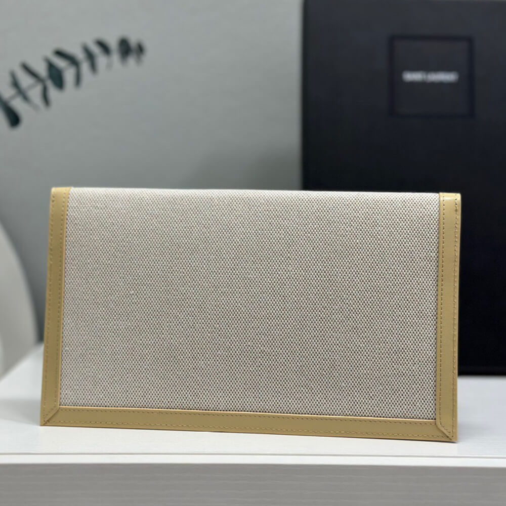 YSL uptown pouch in canvas and leather