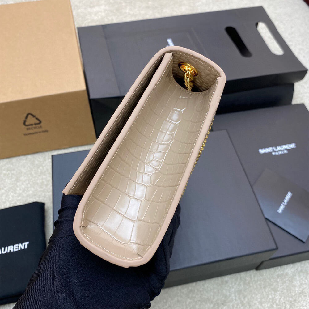 YSL kate medium tassel in crocodile-embossed leather