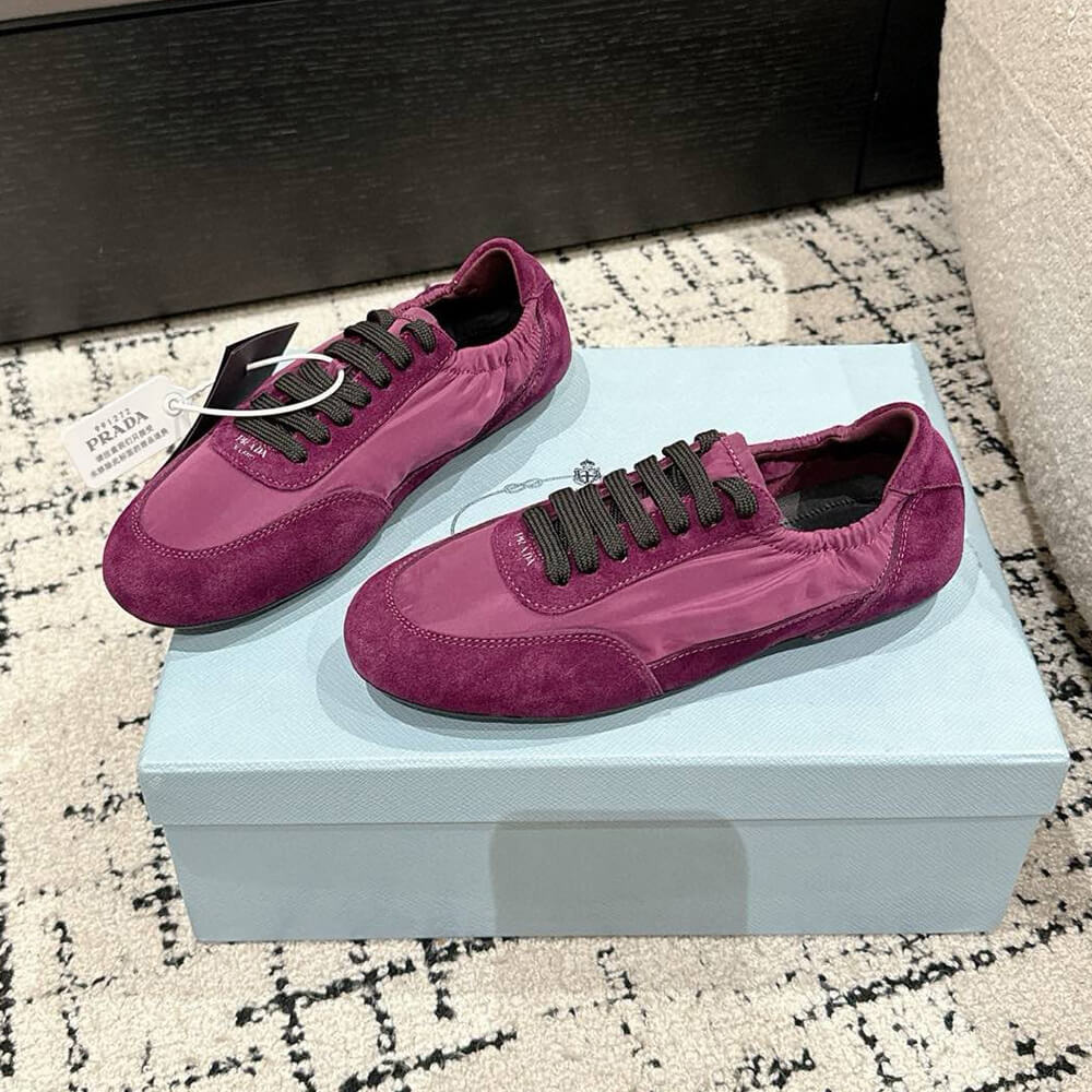 PRADA Collapse Re-Nylon and suede sneakers