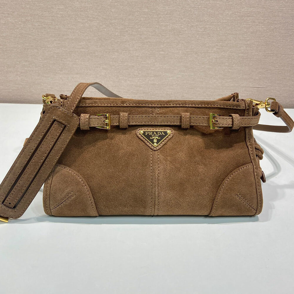 Prada Small Prada Bonnie suede shoulder bag(HIGH-END GRADE)