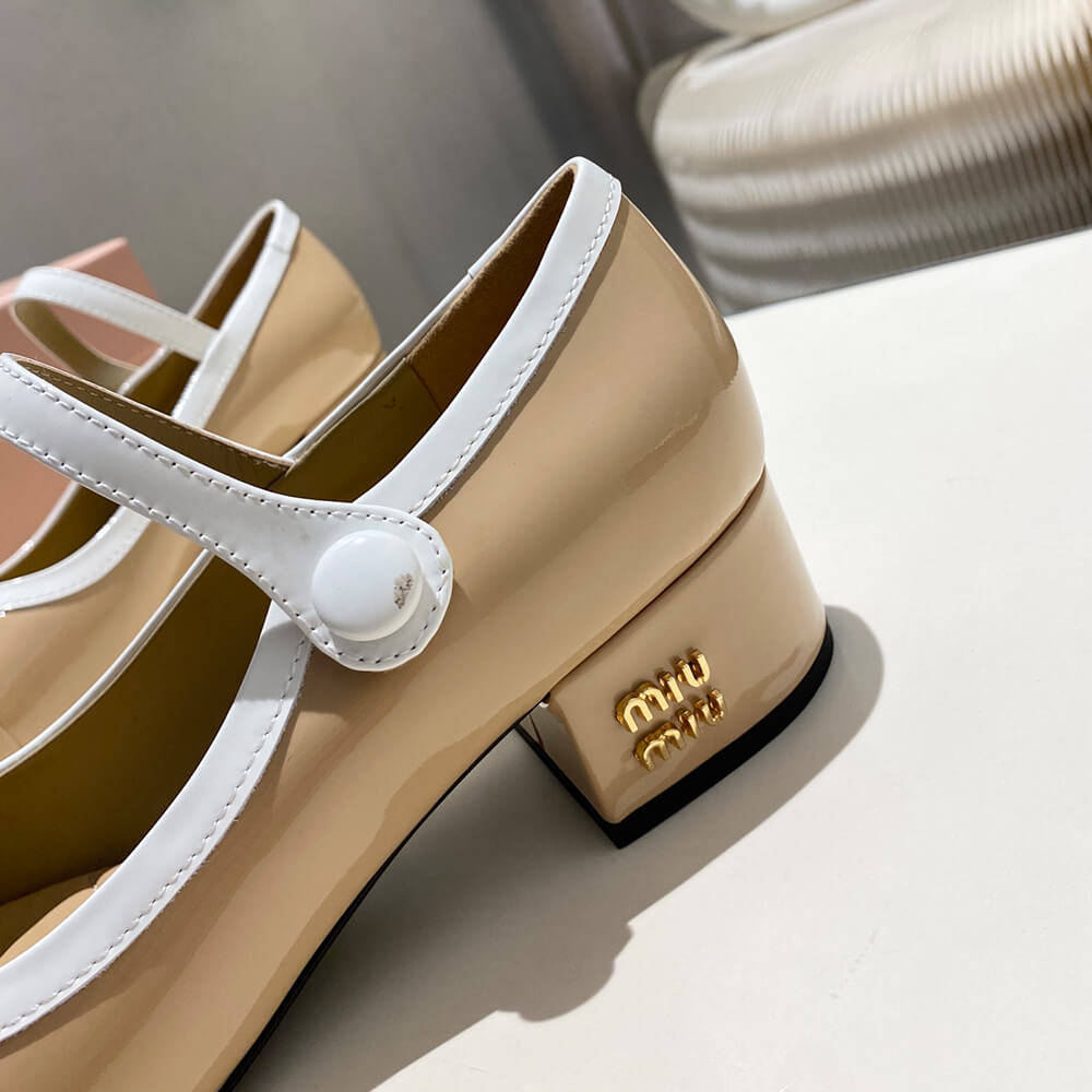 MiuMiu Two-tone patent leather Mary Jane pumps