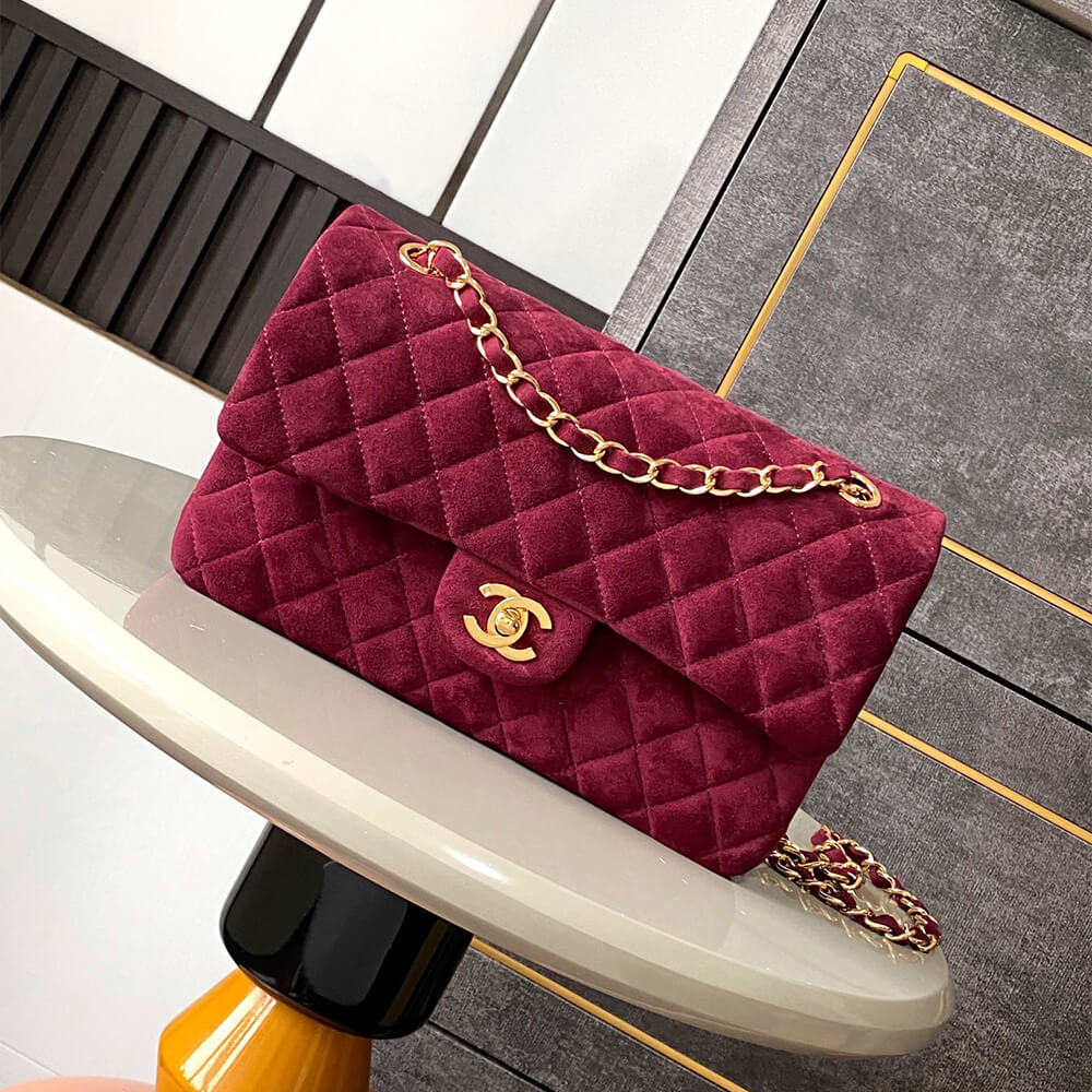 CHANEL Suede Classic Double Flap Handbag(HIGH-END GRADE)