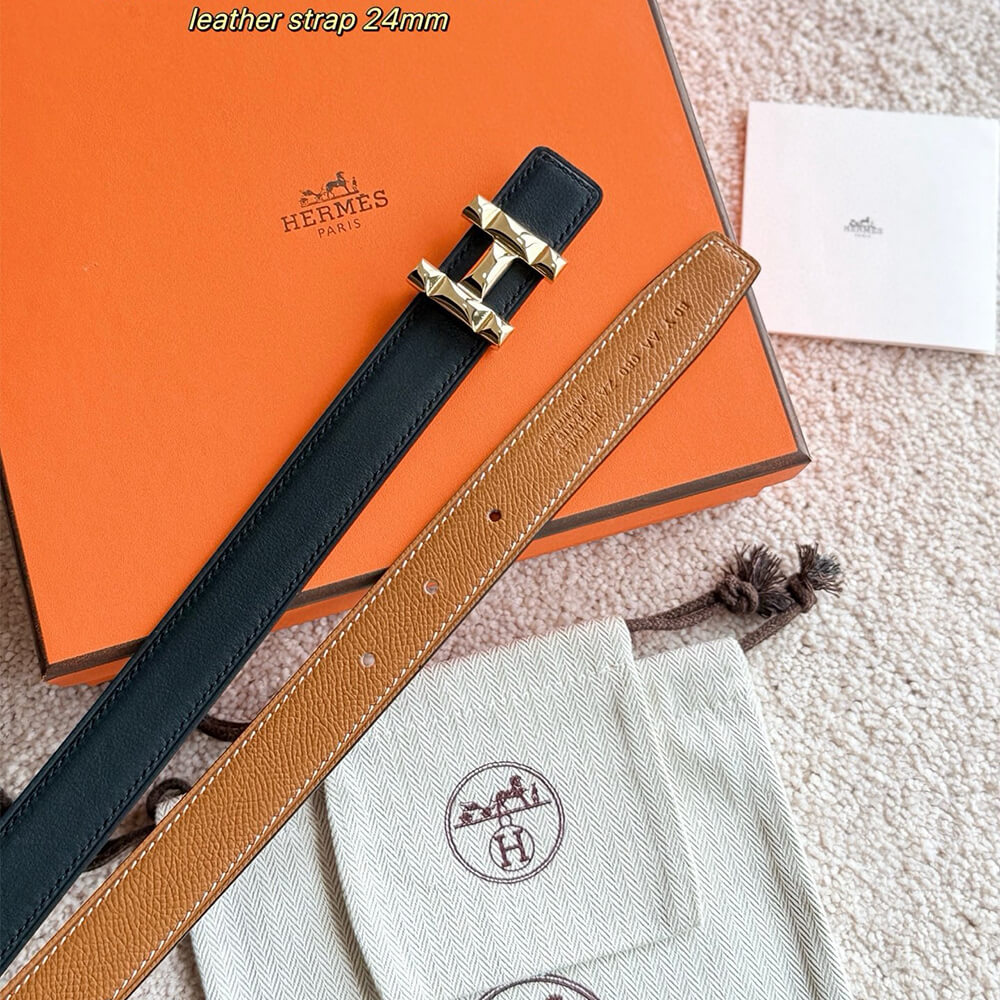 H Infini belt buckle   Reversible leather strap 24 mm