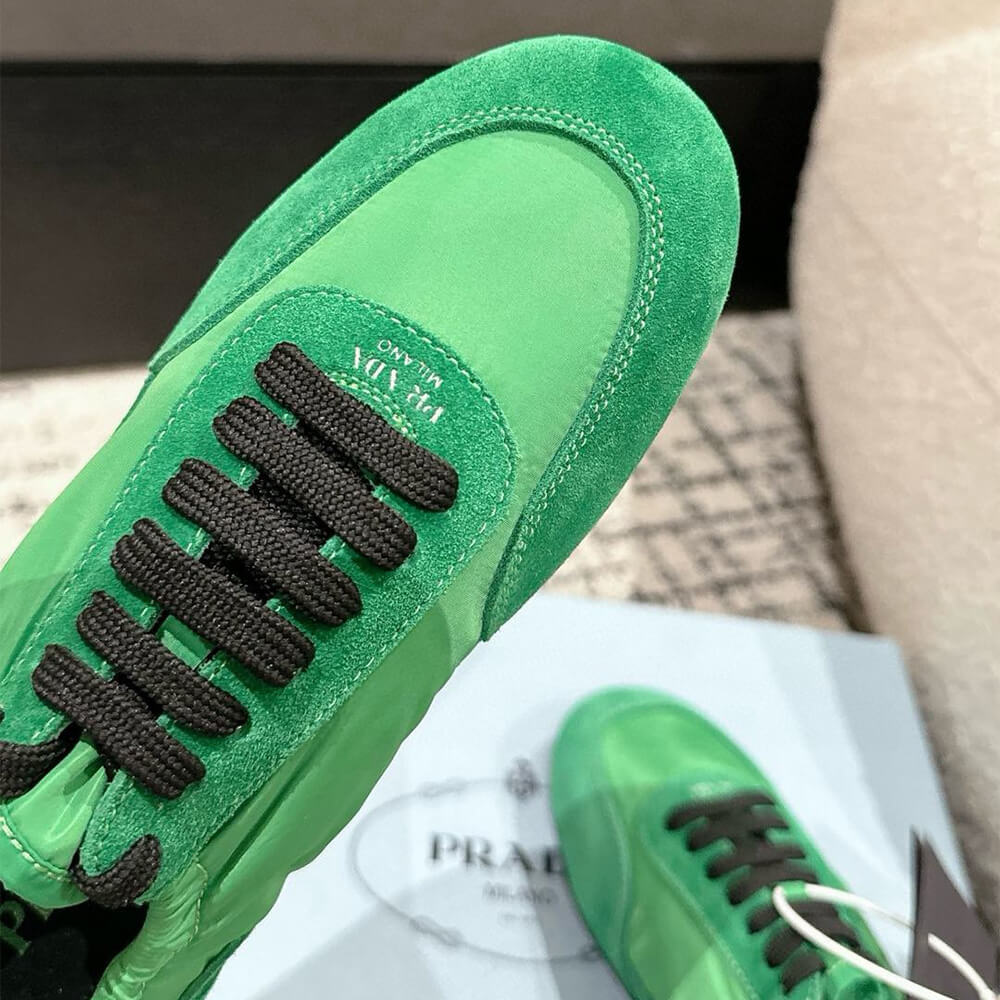 PRADA Collapse Re-Nylon and suede elasticized sneakers