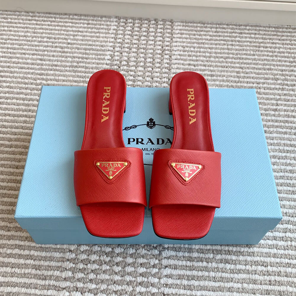 Prada Saffiano patent leather sandals