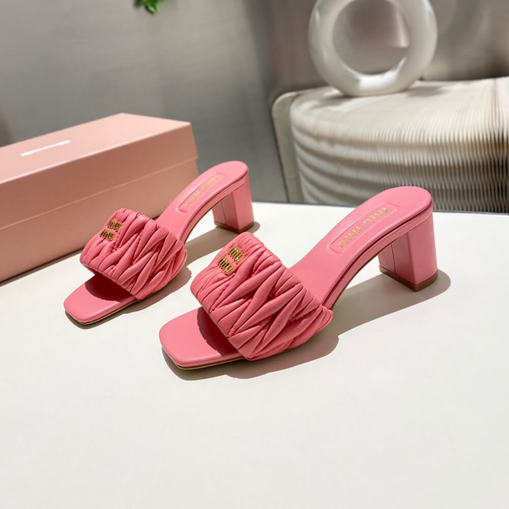 MiuMiu Matelass?? nappa leather slides