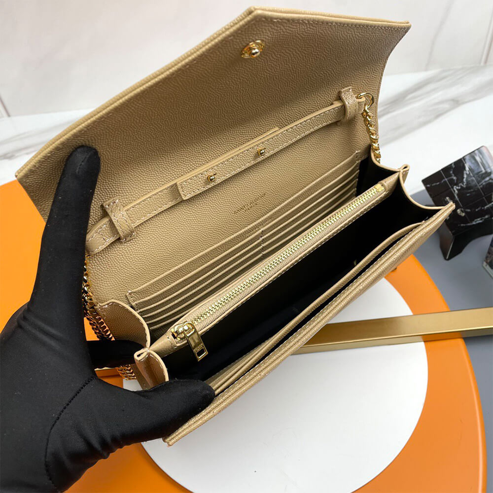 YSL classic cassandre chain wallet in grain de poudre leather