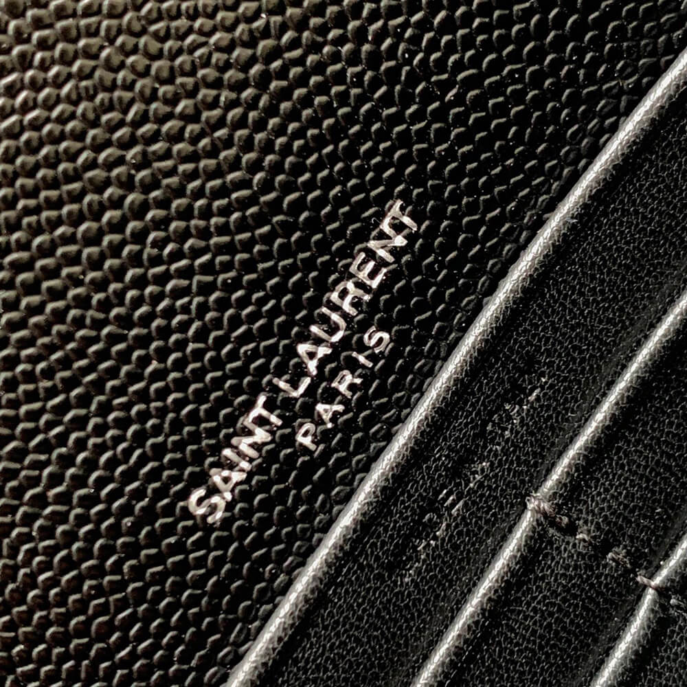 YSL cassandre envelope chain wallet in grain de poudre leather(High-end Grade)