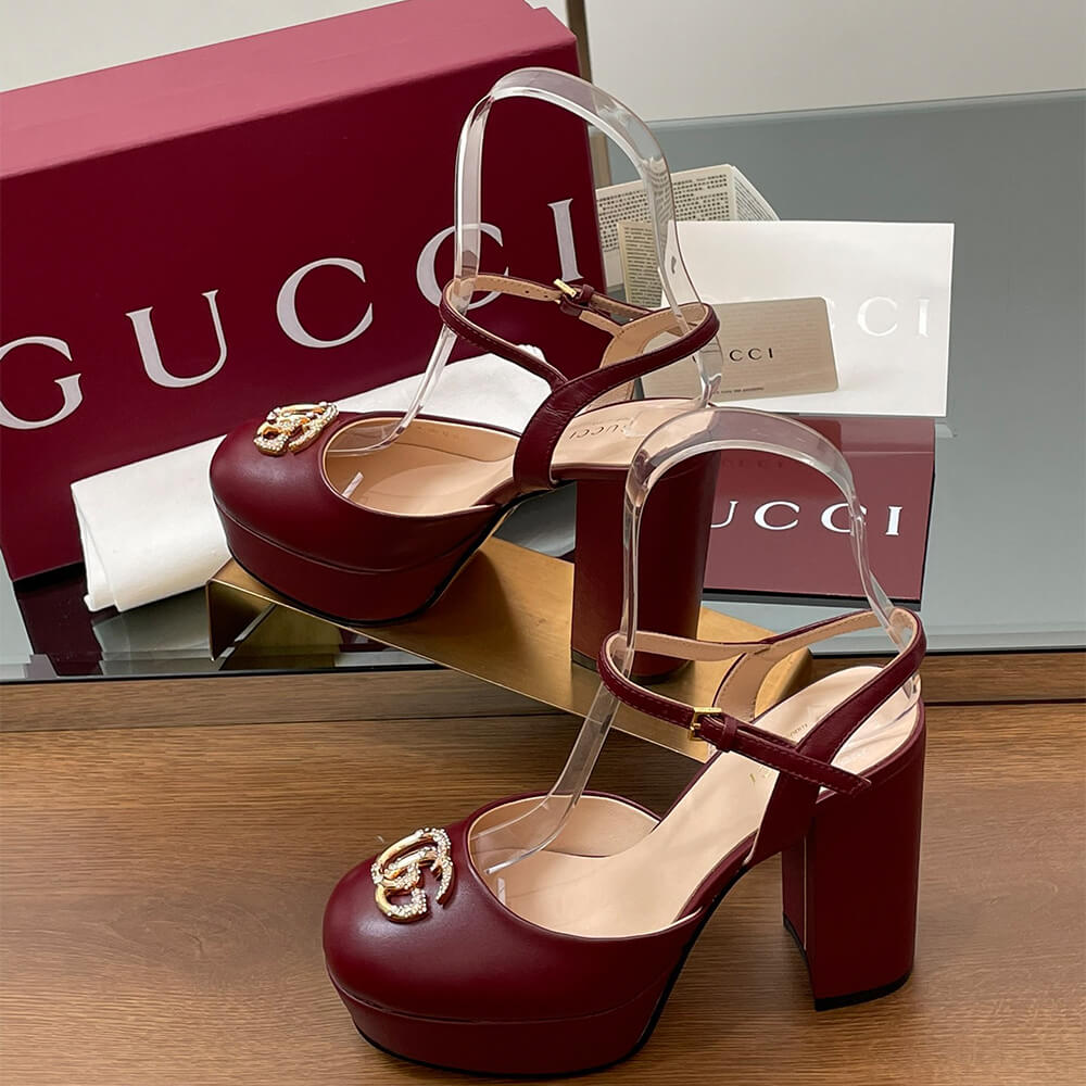 GUCCI Women s platform pump with crystal Double G