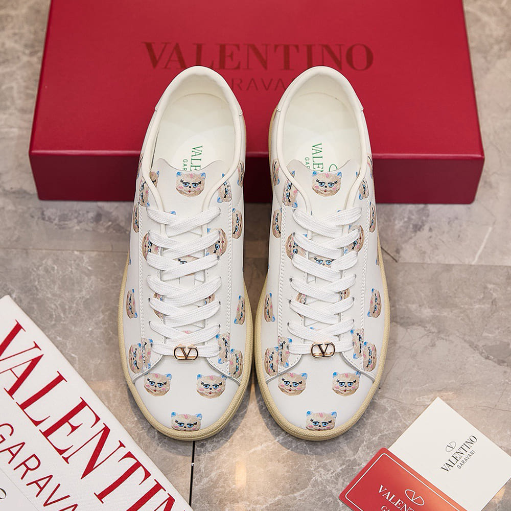 VALENTINO ROYCO Women s  LE CHAT DE LA MAISON  Patterned Soft Calfskin Sneakers