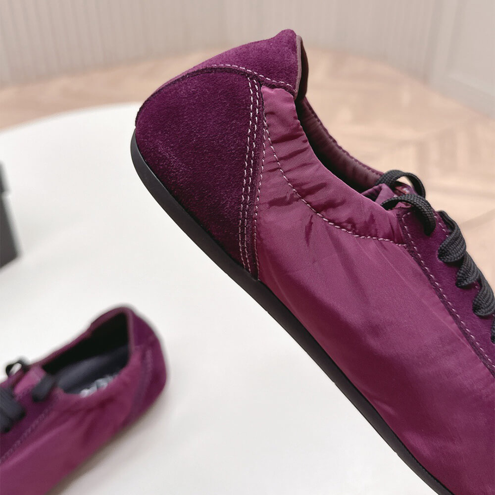 PRADA Collapse Re-Nylon and suede sneakers with metal toecap