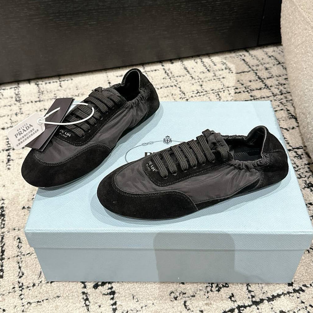 PRADA Collapse Re-Nylon and suede sneakers