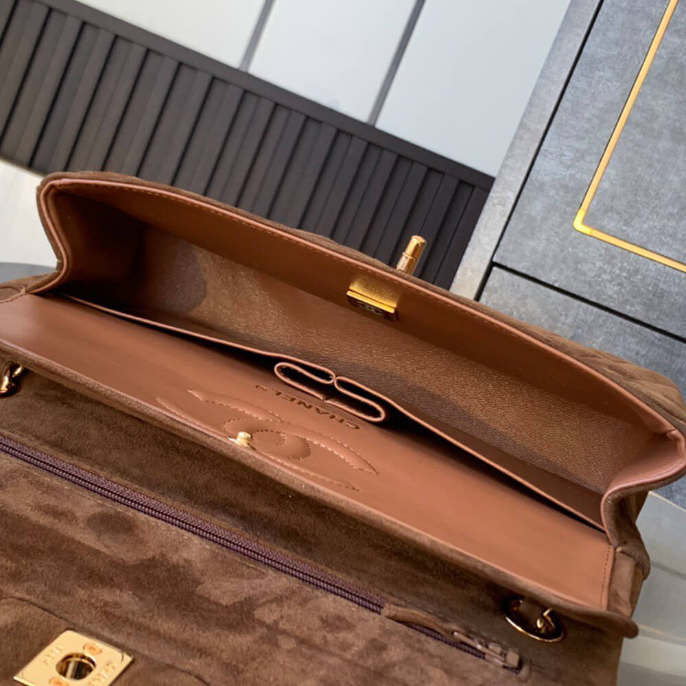 CHANEL Suede Classic Double Flap Handbag(HIGH-END GRADE)