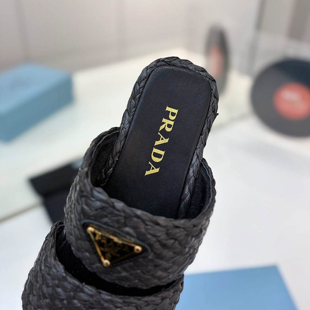 Prada Raffia slides