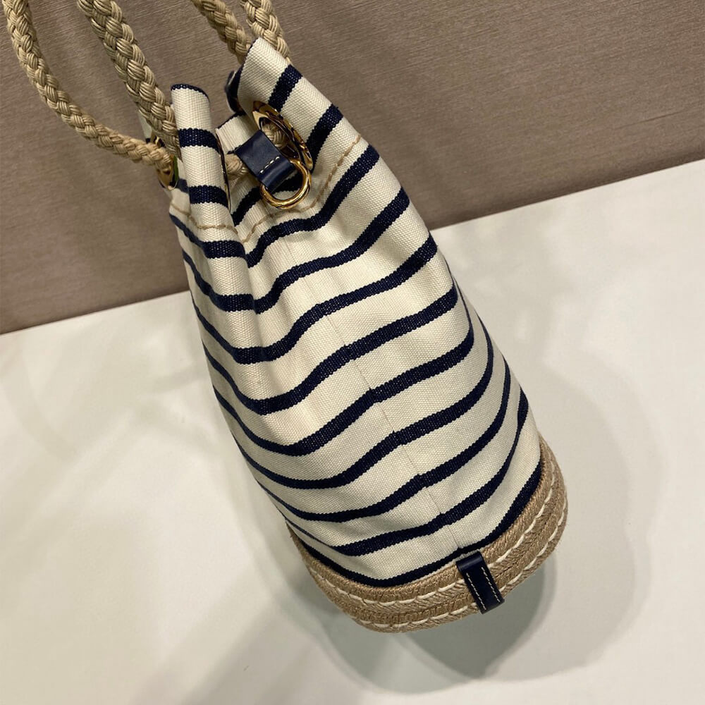 Prada Mariner small striped fabric bucket bag