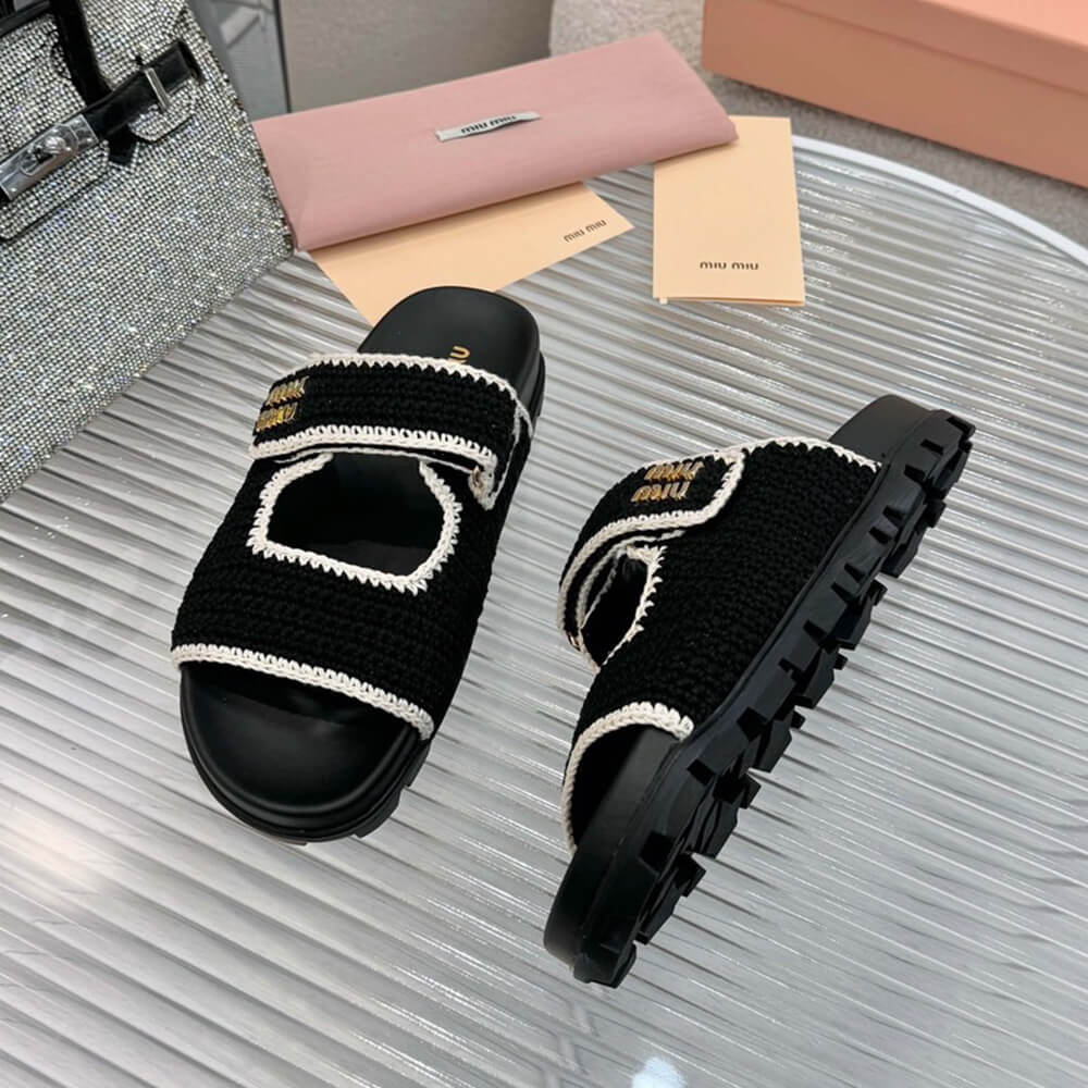 MiuMiu Crochet knit slides