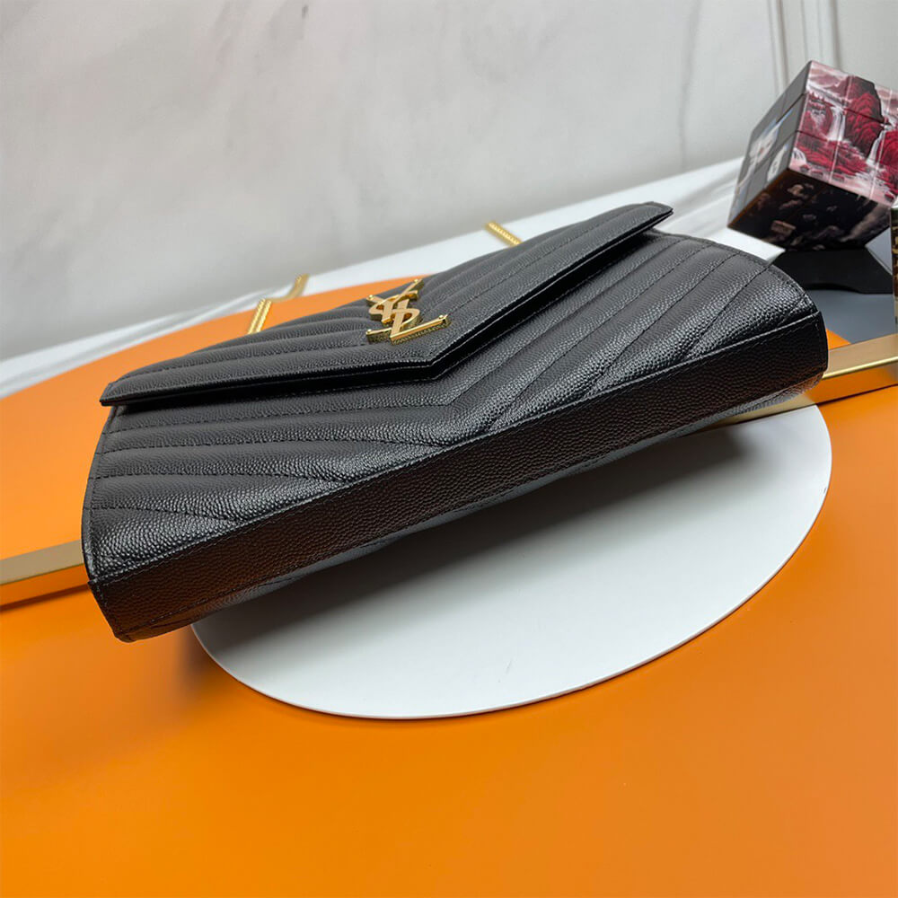 YSL classic cassandre chain wallet in grain de poudre leather